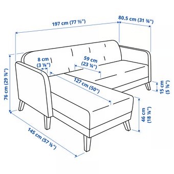 LINANÄS - 3místná pohovka, s lenoškou/Vissle béžová - IKEA - 4