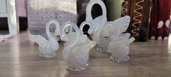 Porcelánové skleněné labutě 5+1 - 4