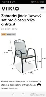 Zahradní jídelní kovový set pro 6 osob - 4