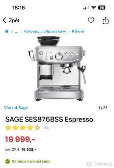 Kávovar SAGE SES876BSS, ZÁRUKA - 4