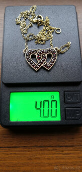 český granát - stříbrný pozlacený náhrdelník - 4