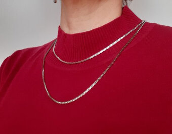 Dvojitý řetízek stříbrné barvy - 4