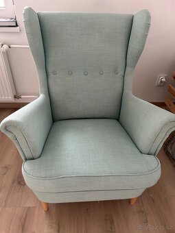 IKEA křeslo modré ušák - 4