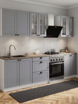 Nová krásná designová kuchyňská sestava bílý a šedý mat - 4