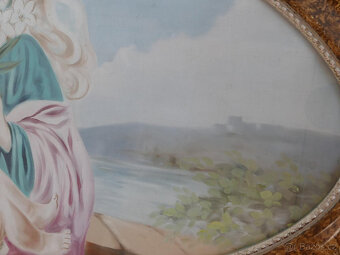 VELKÝ OVÁLNÝ OBRAZ Z ROKU 1950 - 53 (OLEJOMALBA NA PLÁTNĚ) - 4