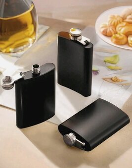 Nová kapesní placatice-placatka na alkohol 8oz (237ml)-černá - 4