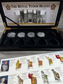 Serie Tudor Beasts + etue 4x 2oz stříbrné mince 2024 - 4