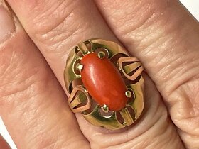 Zlatý prsten s korálem 585 - 4