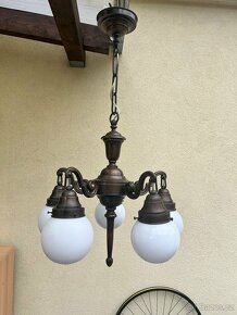 Starožitný mosazný pětiramenný lustr - 4