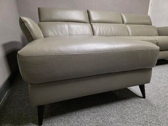 Nová rohová kožená relax sedačka HEDY šedohnědá - 4