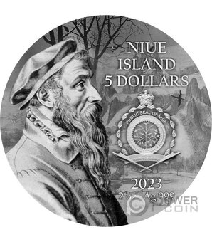 2023 Niue lovci ve sněhu Pieter Bruegel 2oz stříbrná mince - 4