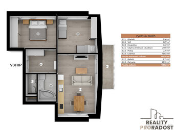 Prodej apartmánu 3+kk, 60,2 м², Horní Planá, Lipno - 4