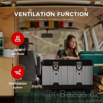 Přenosné topení 6-8kW, 12+24+230V, auto start/stop, BT - 4