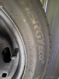 Plechové disky 14” 5x100 a letní pneu 185/60/R14 - 4