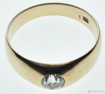 Starožitný zlatý prsten s briliantem 0.53 ct, certifikát ČGL - 4