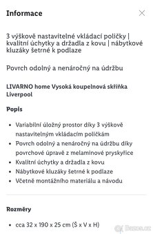 Vysoká koupelnová skříňka Liverpool - 4