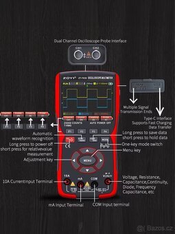 osciloskop , multimetr a generator 3v1 ZOYI ZT-703S - 4
