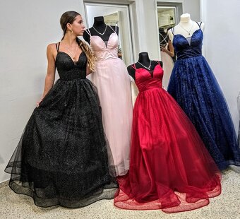 NOVÉ TŘPYTIVÉ plesové šaty RŮŽOVÉ - 4