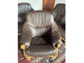 Dubová rustikální kožená sedačka, 3788 - 4