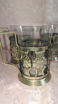 RETRO BROUŠENÉ SKLENKY S KOVOVÝM ZDOBENÍM - 4