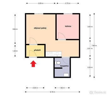 Pronájem bytu 2+kk+ komora, 33 m2, Kostelec nad Labem, ulice - 4