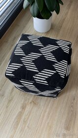 Bavlněný pouf Square černobílý, znacky Hubsch - 4