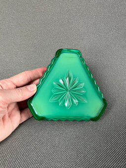 Art Deco popelník, malachitové jade sklo - 4