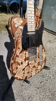 Elektrická kytara Telecaster pyrografie - 4