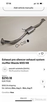 Nerezový střední díl výfuku Mazda MX-5 NB FL - 4