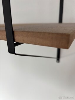 Nástěnné police černý kov + dřevo - 4