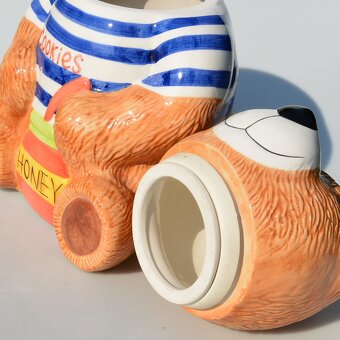 Veeeelká vintage porcelánová dóza na sušenky - Medvídek - 4