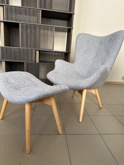 Culty designové křeslo Siderno s podnožkou šedé - 4