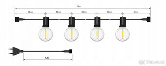 2x LED venkovní řetěz žárovky osvětlení 20m - 4