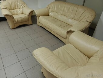 Kožená sedací souprava + 2 křesla - PRAVÁ KŮŽE, TOP STAV - 4