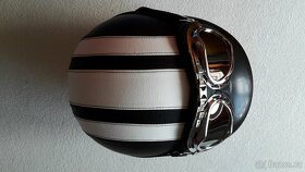 retro helma - bílé pruhy - 4