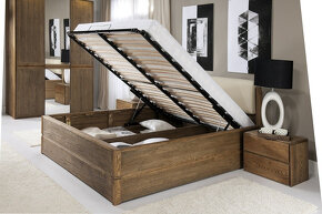 Dubová manželská postel s úložným prostorem - 4