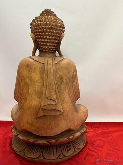 Starší vyřezávaná dřevěná socha Budha Belgie - 4