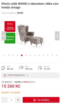 Prodám křeslo Ušák WANGI + Taburet - 4