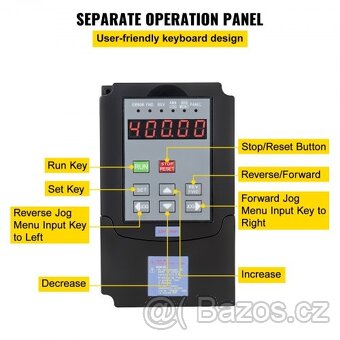 VEVOR 1,5 kW VFD frekvenční měnič pro řízení otáček - 4