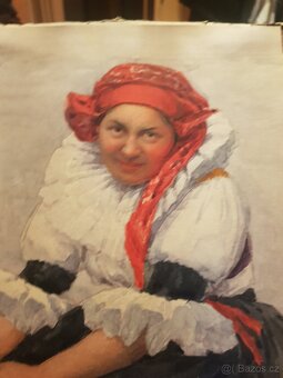 Starozitny obraz Žena v kraji. - 4
