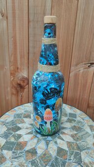 Ručně malovaná láhev - houbičky v noci - 4