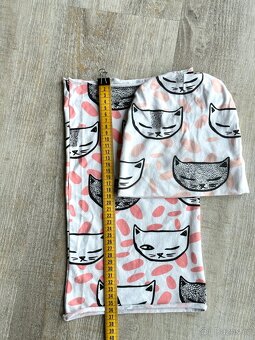 Bavlněný komplet čepice,tunelový nákrčník, kočičky, 52-54 cm - 4