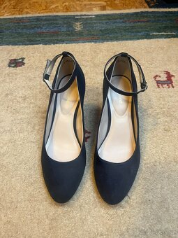 Tmavě modré lodičky na podpatku, na ples, vel. č. 38, nové - 4