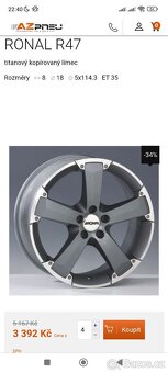 Alu sada letní 5x114, r18 - 4