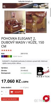 Pohovka Gauč kožený hnědý nový - 4