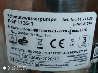 Prodám VÝKONNÉ ponorné kalové čerpadlo FERREX F-SP 1135-1 -2 - 4