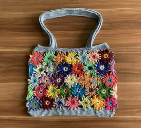 Háčkovaná taška kytičky tmavě zelená - doprava zdarma - 4