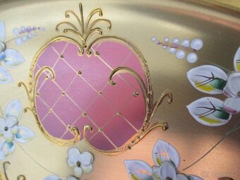 Velký starožitný etažer , smalty , 2 patra , TOP STAV - 4