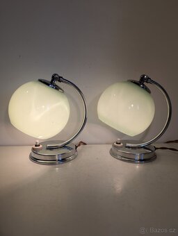 2x Art Deco lampička z poniklované mosazi TOP stav - 4