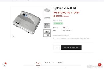 Prodám laserový projektor Optoma ZU 500UST - 4